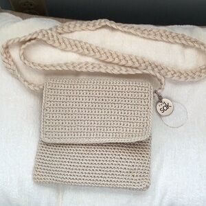 The Sak Cream Artisanal Crossbody Bag with Braided Strap , mini